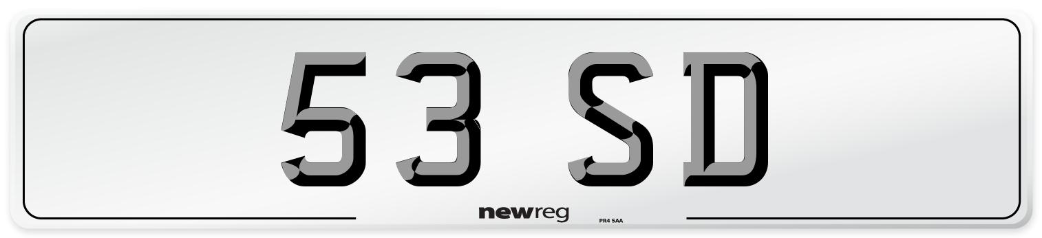 53 SD Number Plate from New Reg
